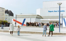 Crowd gathered at Espace Jean Legendre Theater in Compiegne, France.