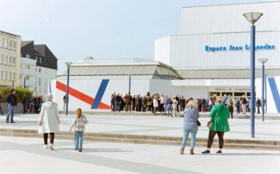 Crowd gathered at Espace Jean Legendre Theater in Compiegne, France.